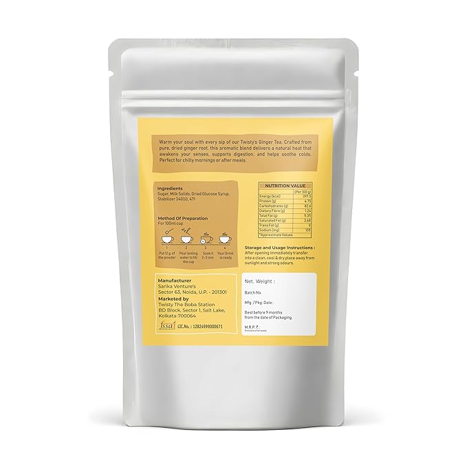 Twisty India Instant Ginger Tea Premix, No Artificial Colours, Natural Heat Blend (1 Kg)
