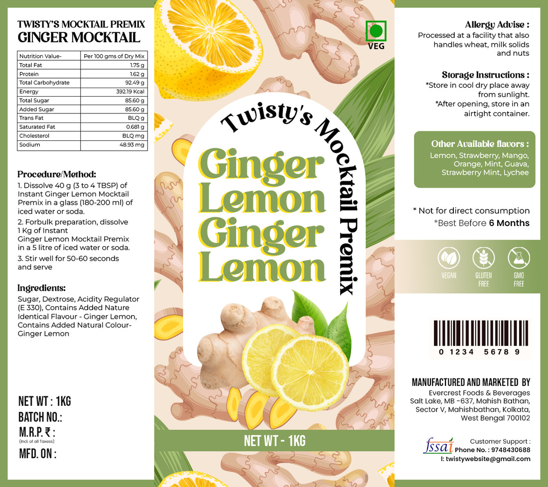 Twisty's Mocktails Premix(Ginger Lemon)