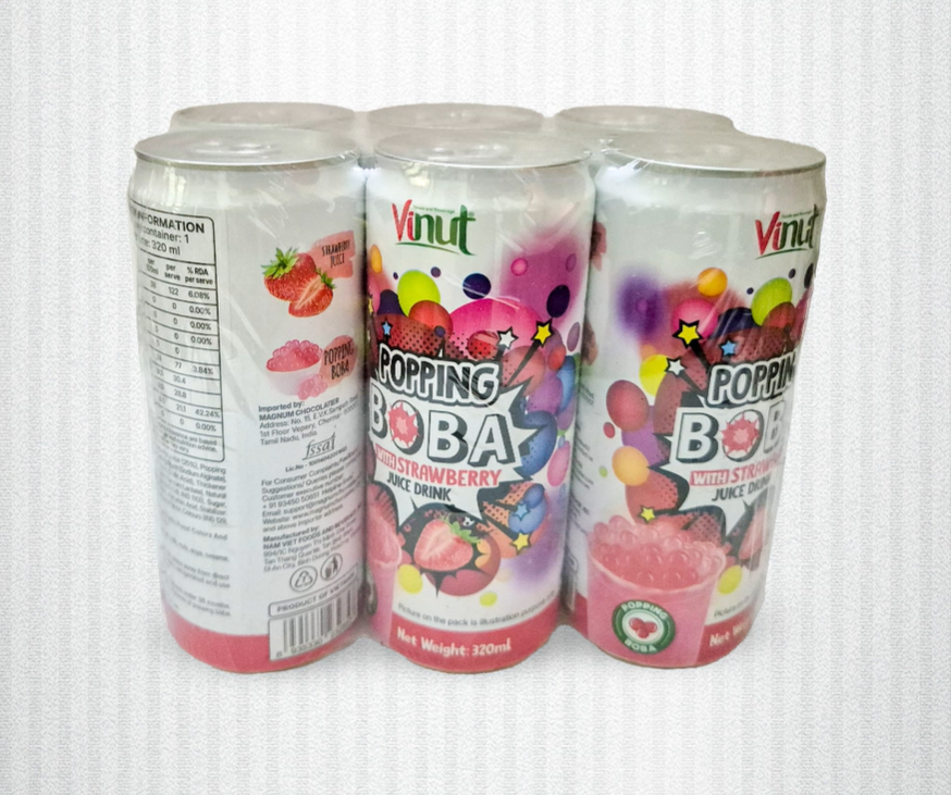 Strawberry Popping Boba Juice 320ml (Pack of 6)