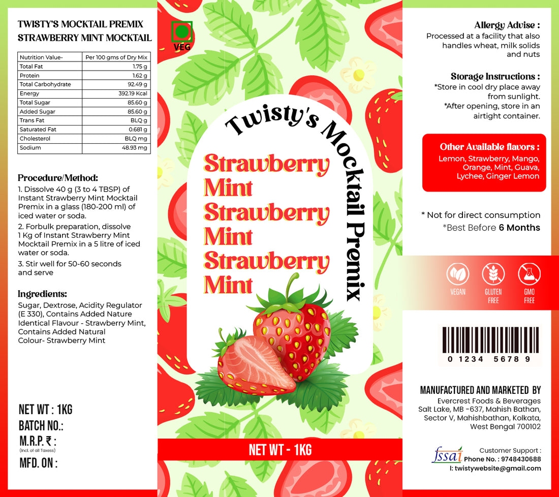 Twisty's Mocktails Premix(Strawberry Mint)